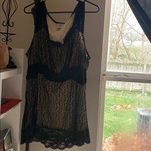 Vintage Black and Tan lace blouse